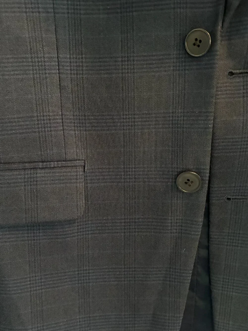 Van Heusen Flex Slim-Fit Navy Blue Sport Coat Mens Size 38R Plaid Two Button